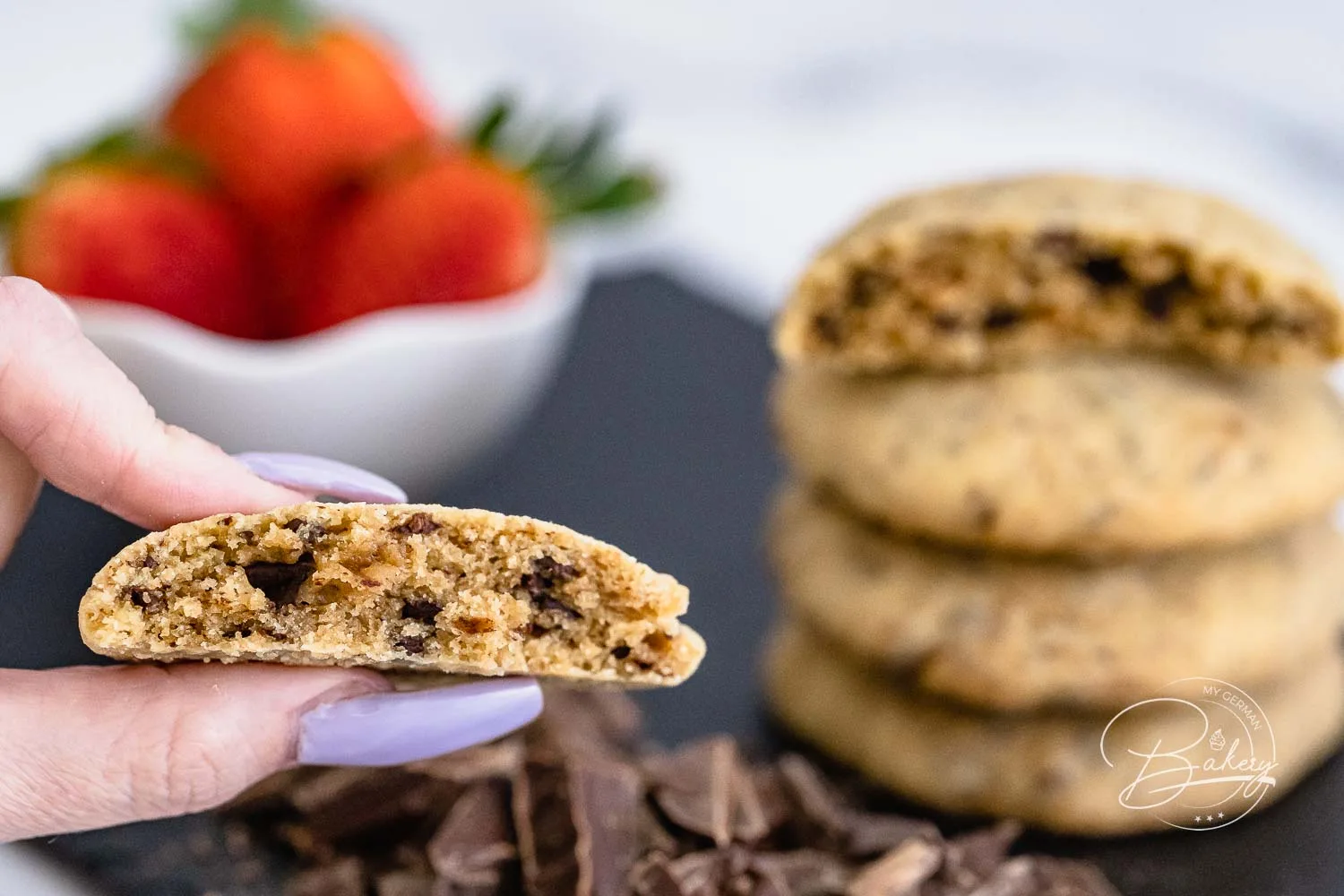 Einfache Schokoladenkekse Rezept - beste Chocolate Chunk Cookies - Kekse mit Schokostückchen - Schoko-Kekse aus Amerika, amerikanische Kekse selber backen