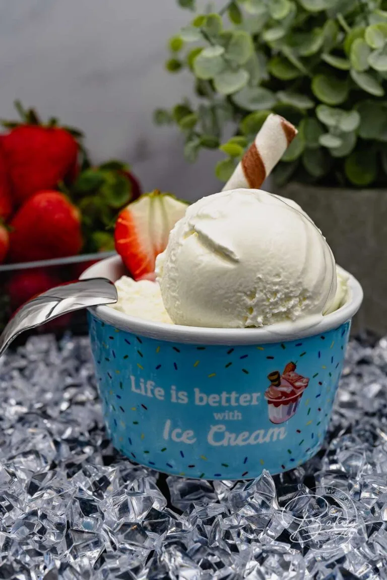 Leckeres Joghurt Eis Rezept schnell und einfach selber machen mit einfachen Zutaten und einer Eismaschine kann das Joghurteis cremig werden.