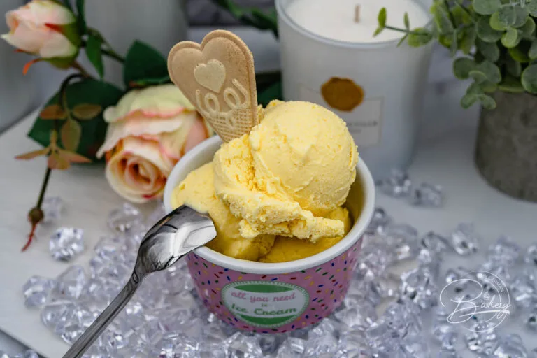 Anleitung für unser leckeres Pfirsich-Joghurt Eis Rezept, das extra fruchtig und cremig ist, mit einfachen Zutaten selbst gemacht wird. Pfirsiche Obst